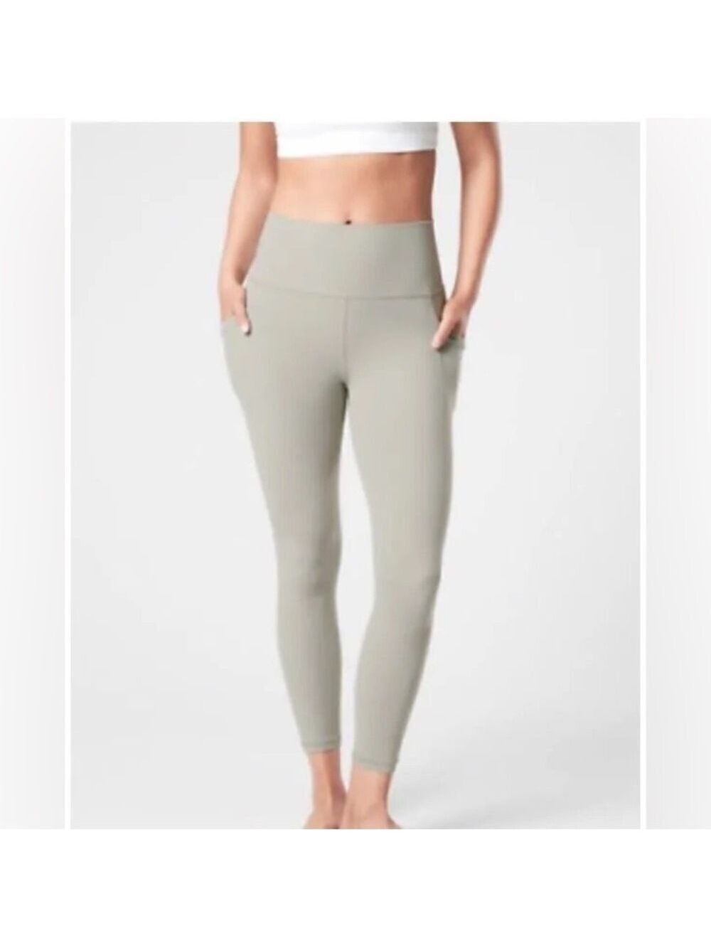 ATHLETA Women’s Salutation Stash 7/8 Tight Sage Green Yoga Running Pant LT